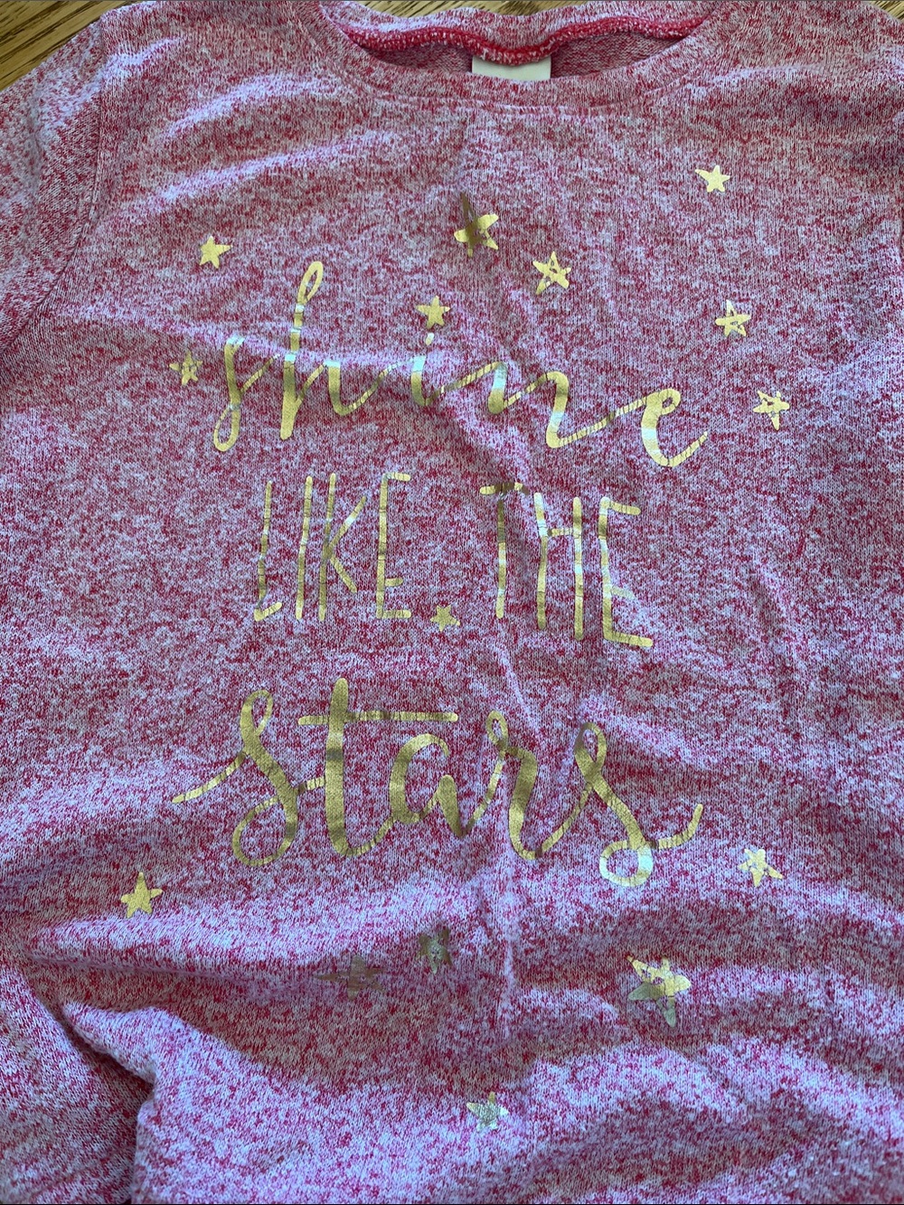 Faded Glory Pink Heather Sweatshirt with Gold Foil Stars